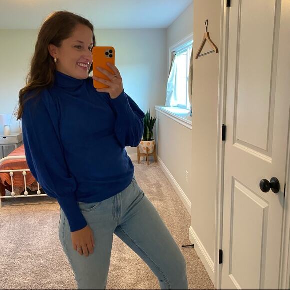 NWT APIECE APART Royal Blue Wool Silk Balloon Sleeve Sweater Small - Picture 3 of 16